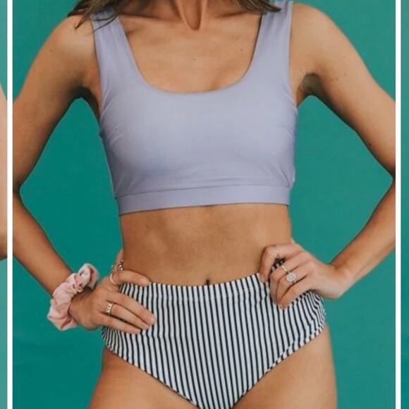 Striped Blue Tankini Bikini Set NWOT - Picture 2 of 14